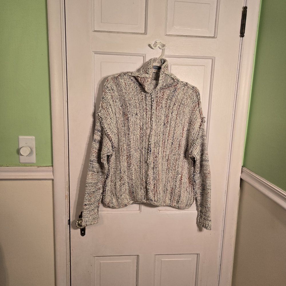 Anthropologie Cream and Gray Turtleneck Sweater